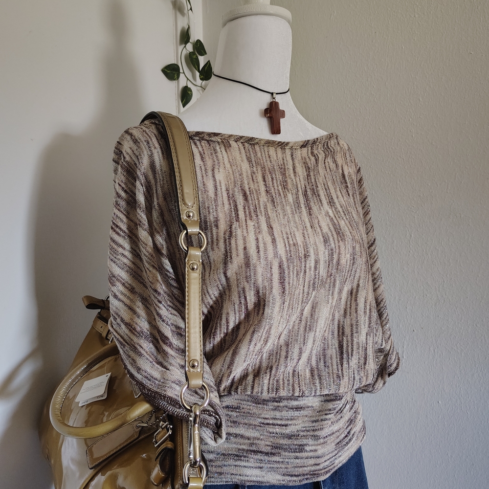 Almost Famous | Beige & Brown Shimmer Striped Blouse